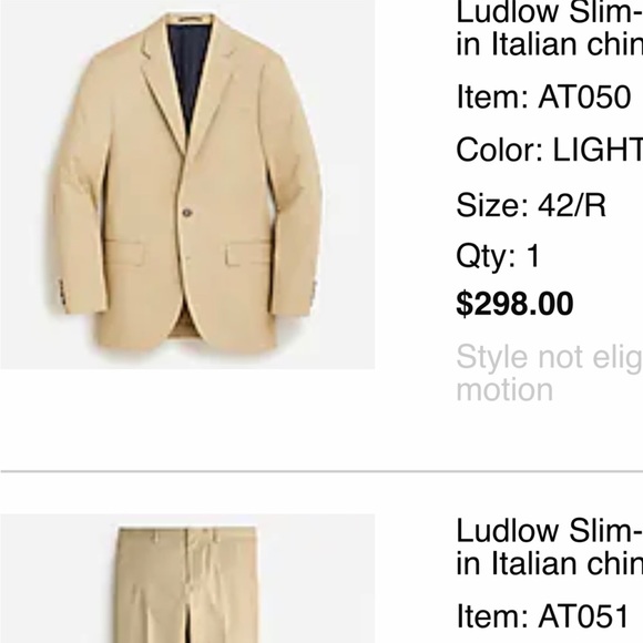 Men’s J Crew Ludlow Slim Fit Suit Jacket and Pants - Picture 13 of 16